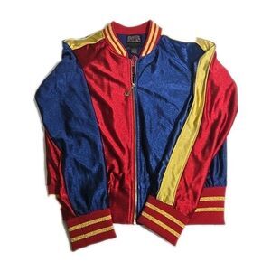 Harley Quinn Suicide Squad Red & Blue Satin  Jacket Size MD DC Comics